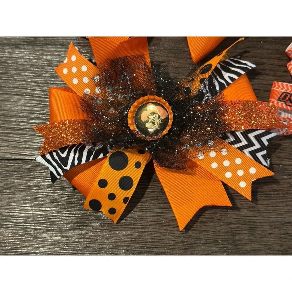 Oklahoma State University OSU Pokes Girls Lot Of 5 Hair Clip Bows Orange Black